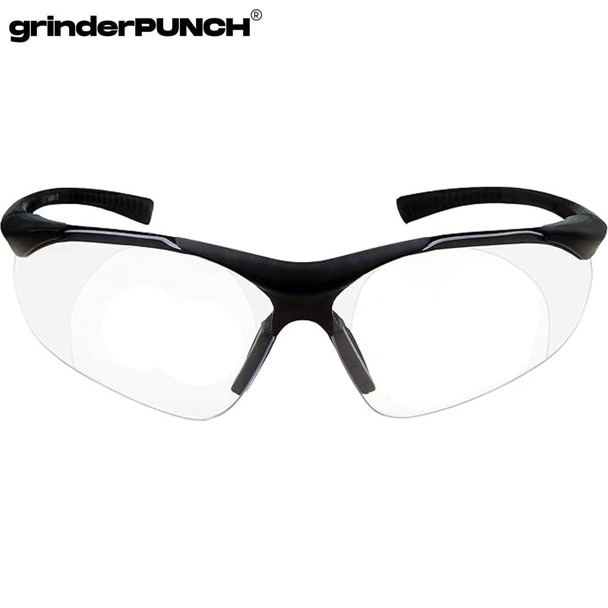 GrinderPUNCH in workshop use demonstrates protective eyewear during debris-prone tasks.