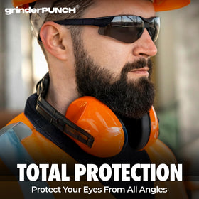 grinderpunch wraparound-frame non-slip design keeps glasses secure during work