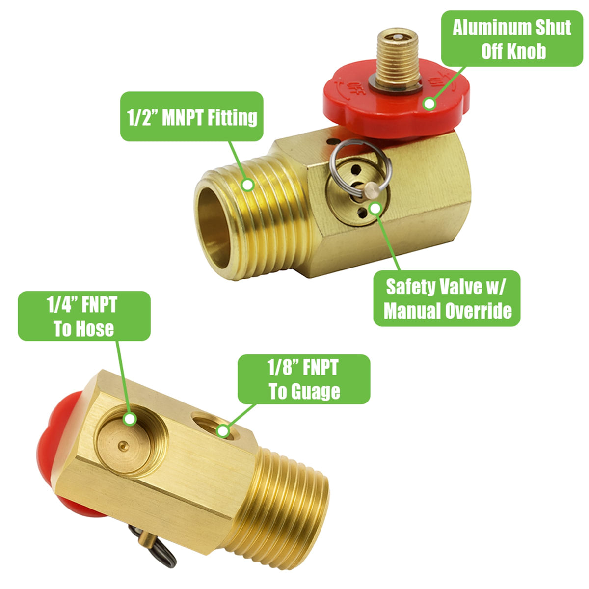 Grip Air Tank Assembly Kit tire chuck connects securely for accurate inflation.