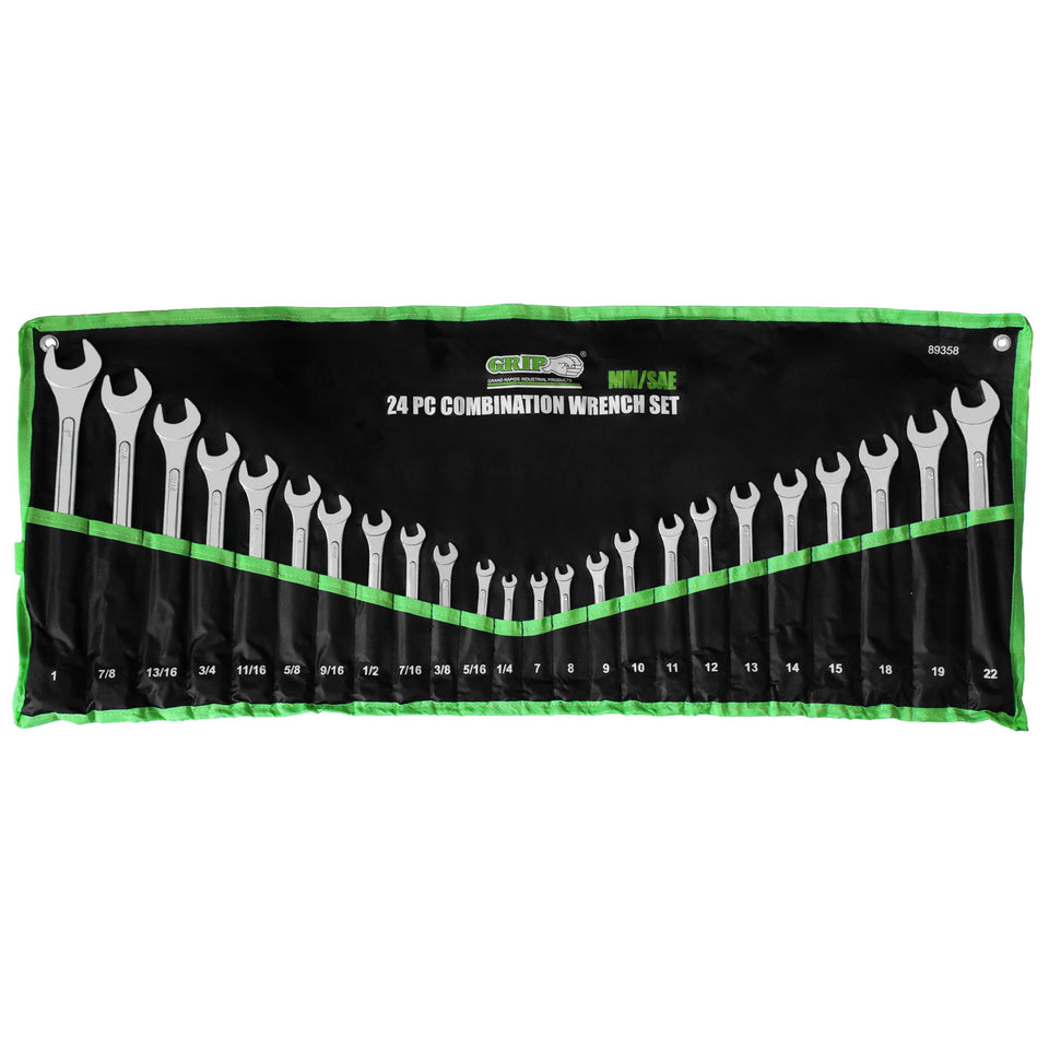 GRIP Grand Rapids 24pc raised-panel wrench set for versatile household and auto tasks.