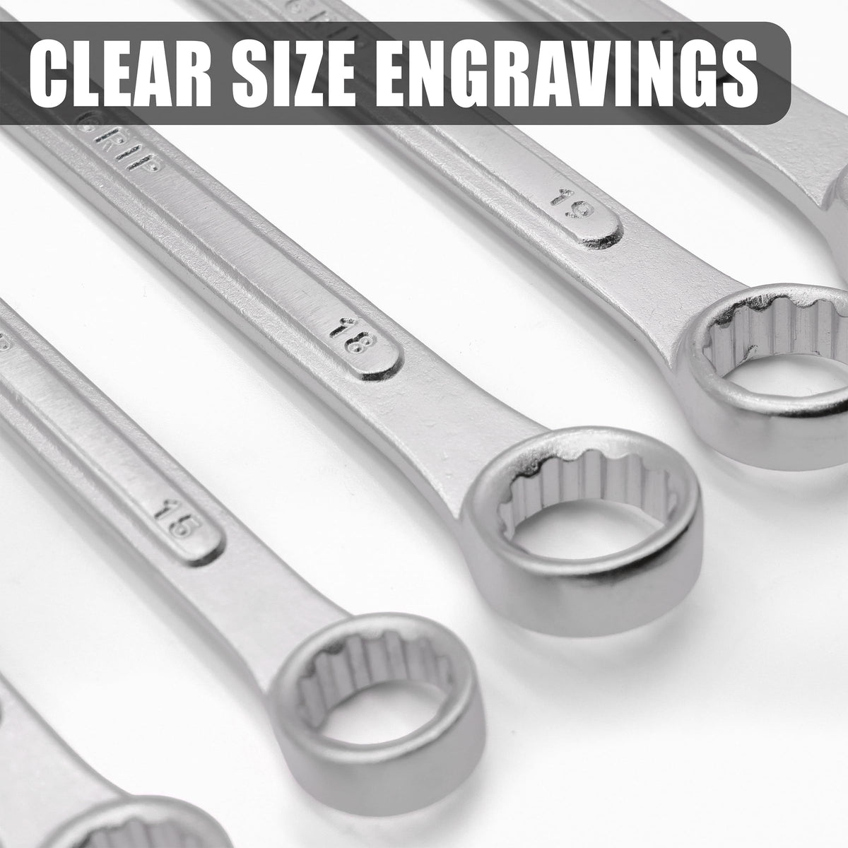 GRIP Grand Rapids wrench set includes metric and SAE sizes for broad repair compatibility.