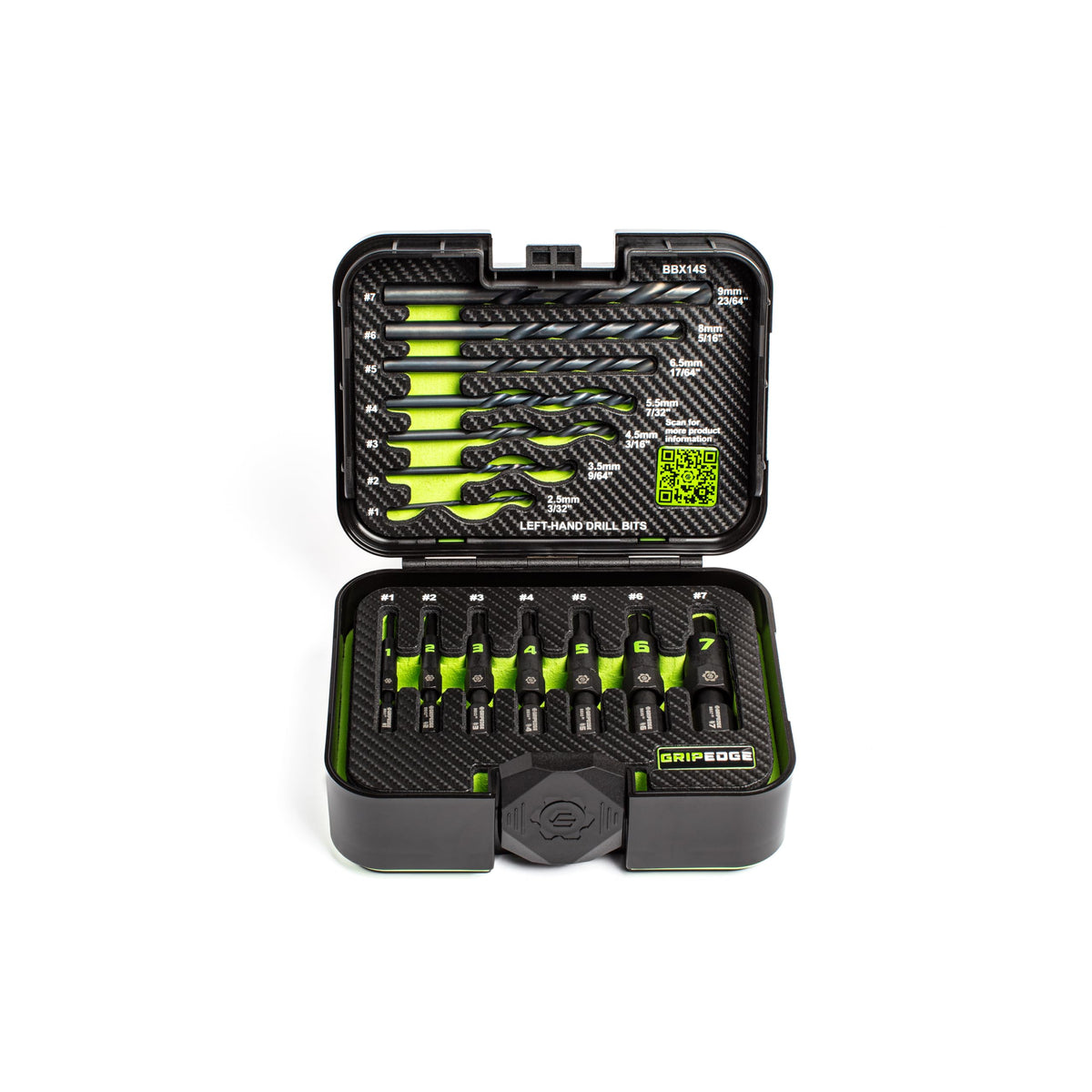 GRIPEDGE 14pc G-FORS extractor set in premium case for reliable fastener removal