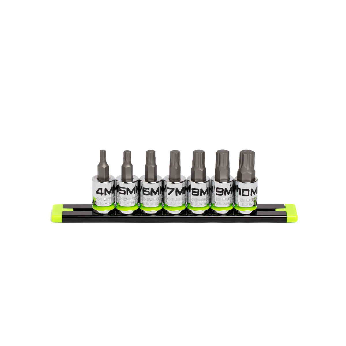Grip Edge hex bit socket set on premium rail for quick access