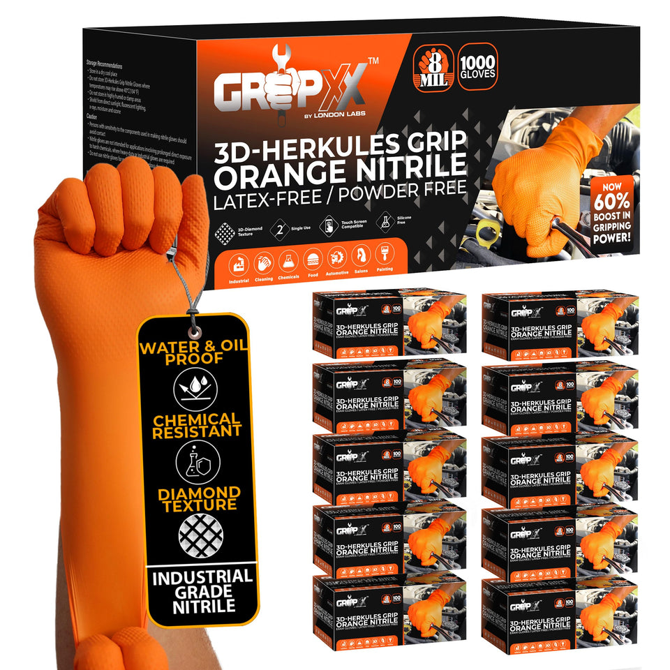GRIPXX Herkules orange 8mil nitrile gloves for rugged protection