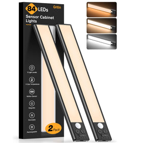 Gritin under-cabinet light with magnetic mount for quick installation and clean look.
