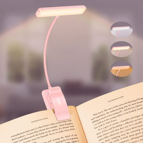 Gritin 19 LED book light clip-on pink for hands-free reading in bed.