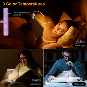 Gritin 19 LED book light provides amber, mixed, and white temperatures.
