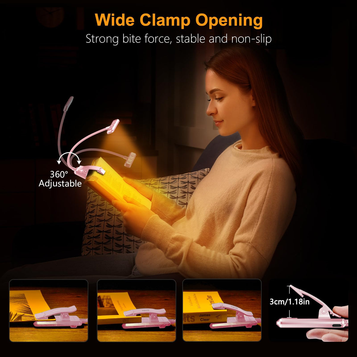 Gritin 360-degree gooseneck clip light for flexible positioning.
