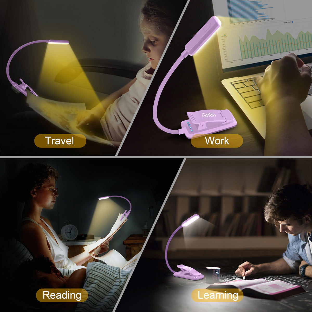 Gritin 80-hour runtime on low brightness supports long reading nights