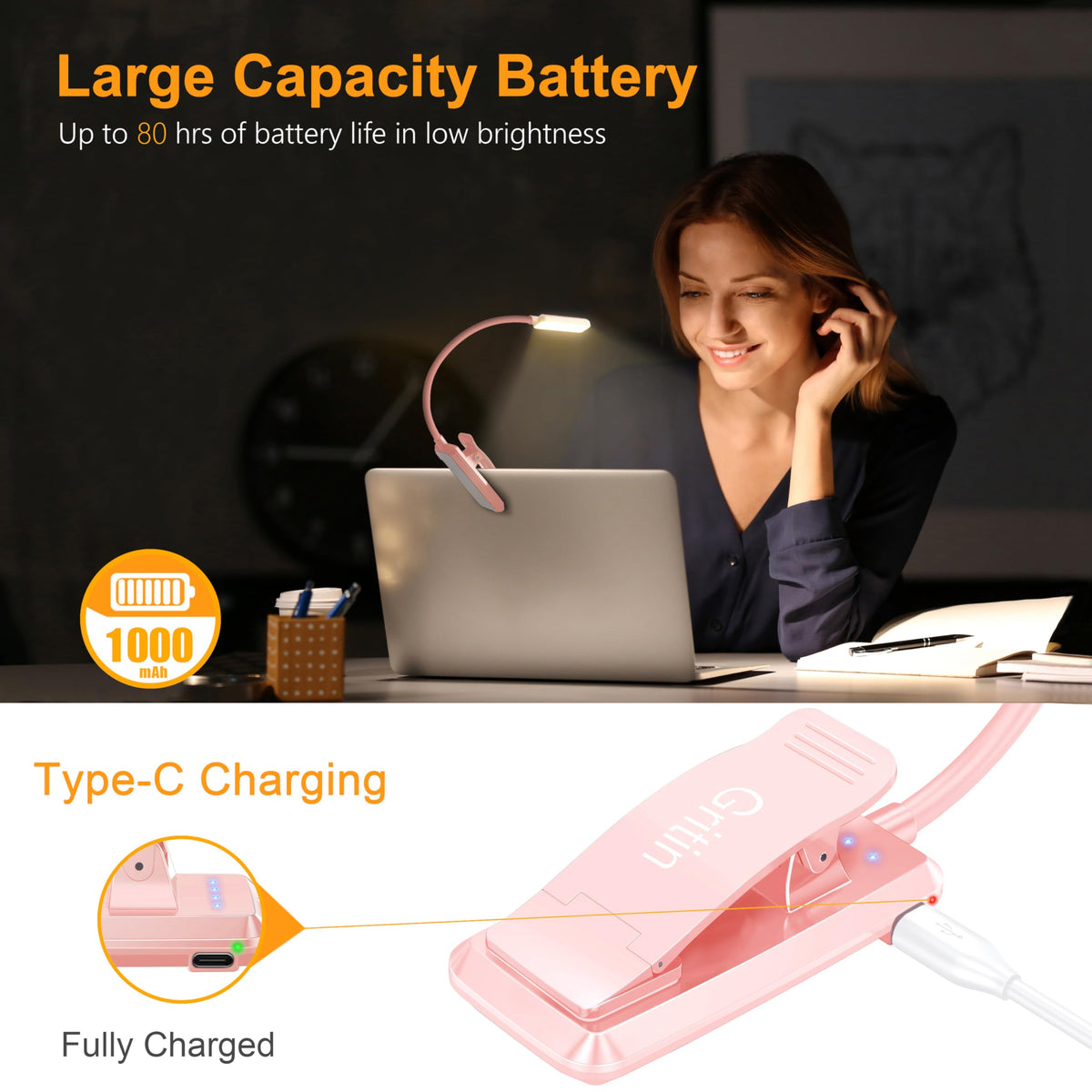 Gritin 80-hour runtime with long-lasting battery keeps up with study sessions.
