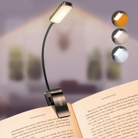 Gritin 9 LED book light clip close-up for secure bedside reading.
