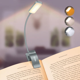 Gritin 9-LED rechargeable book light clipped on for hands-free bed reading