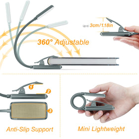 Gritin anti-slip clip design keeps the light securely on books