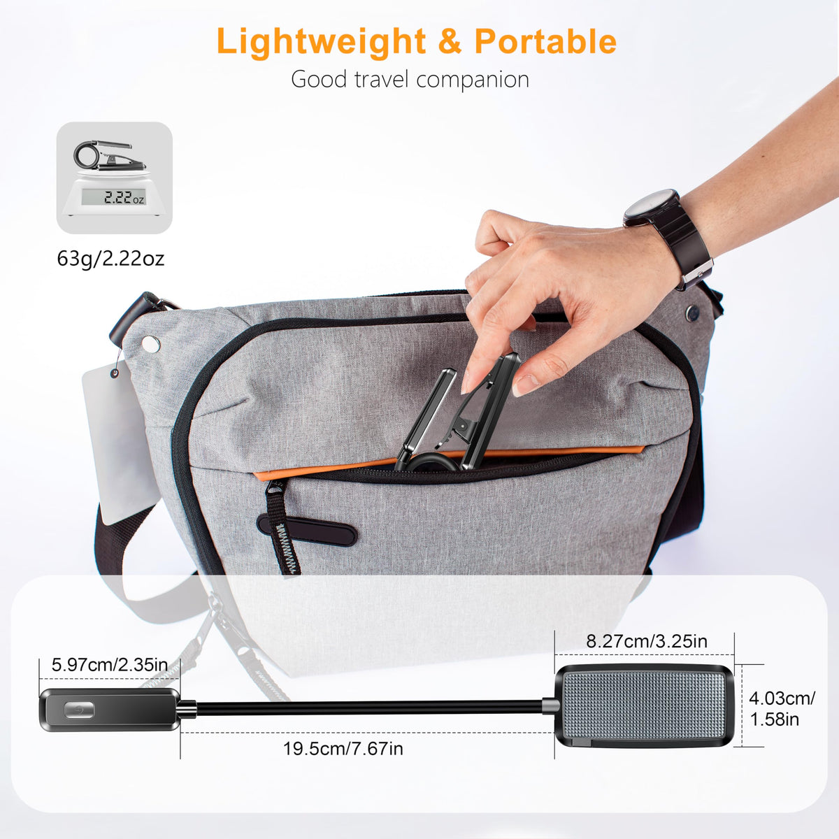 Gritin compact clip-on light ready for bedtime reading.