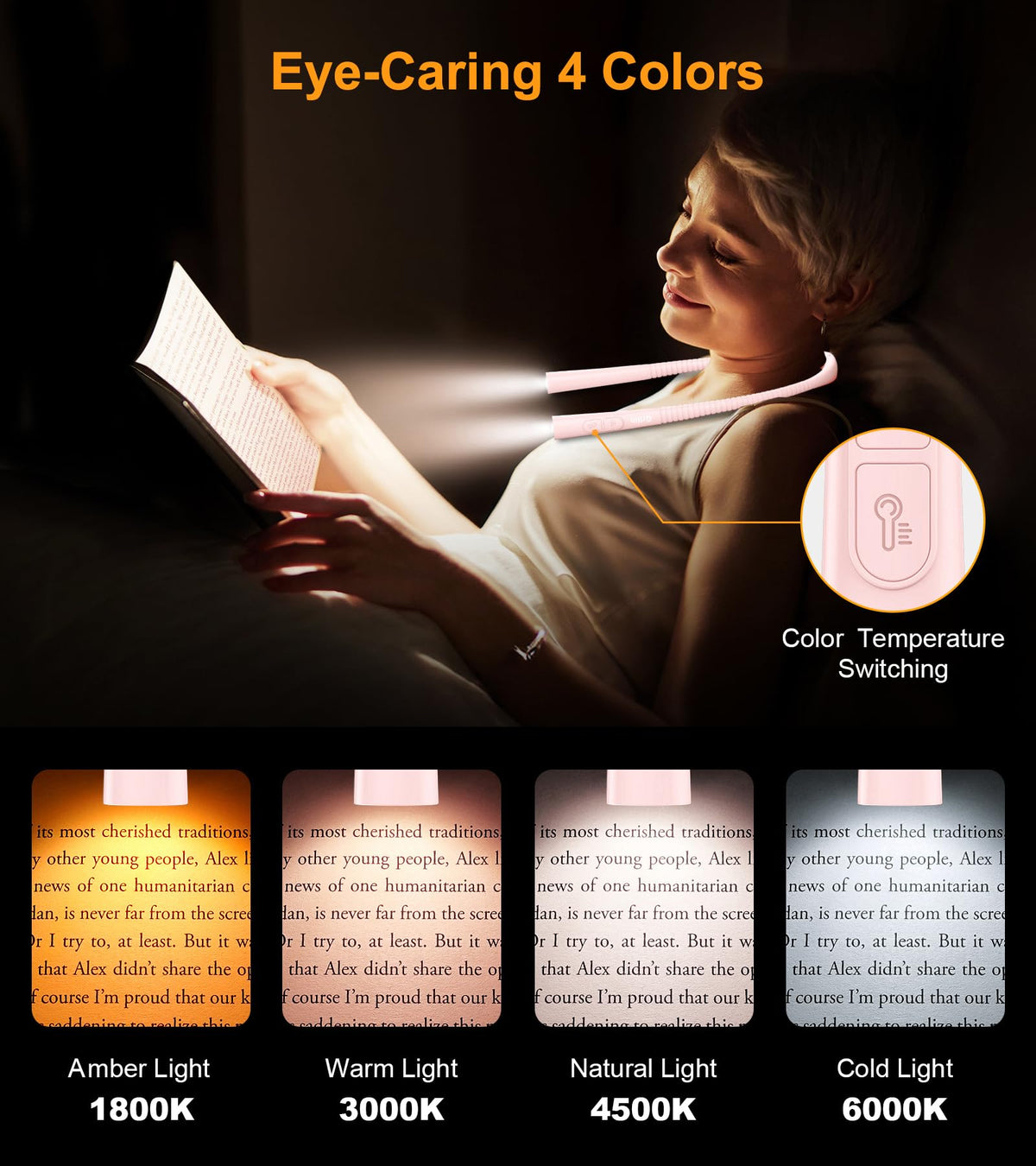Gritin Book Light displays a 30-minute timer for late-night reading sessions.