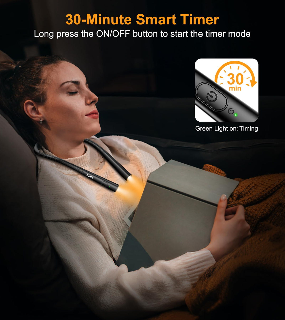 Gritin Book Light USB-C rechargeable powers up quickly on the go.
