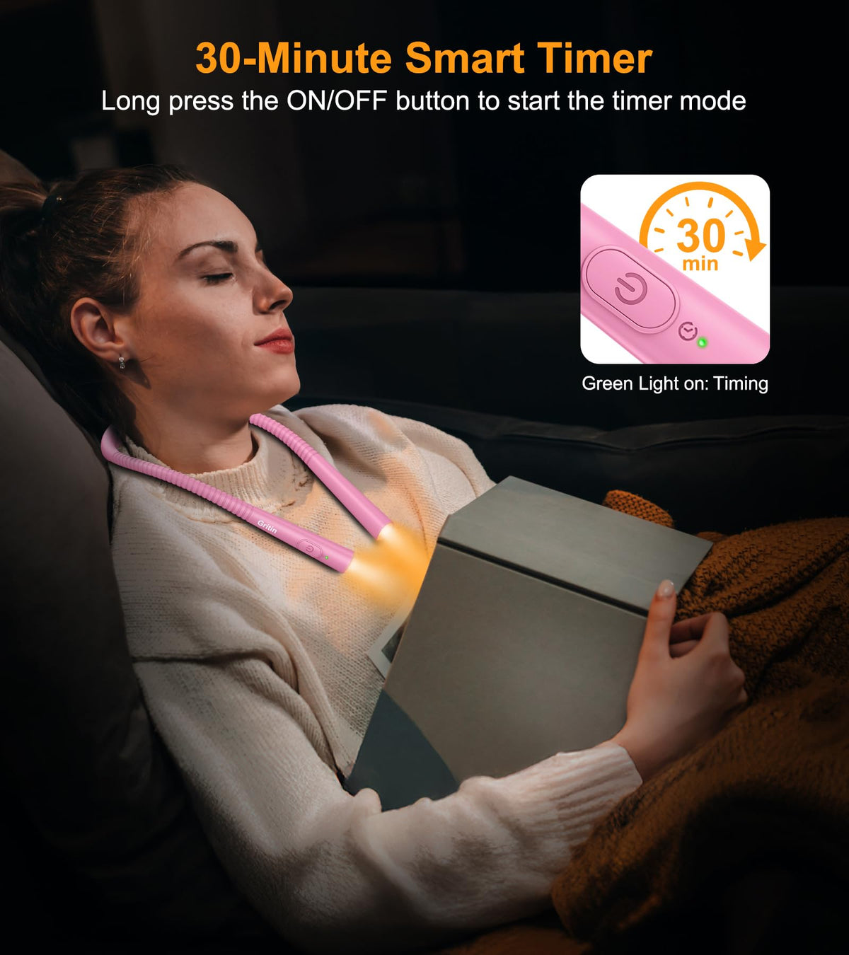 Gritin Book Light USB-C rechargeable with long-lasting power