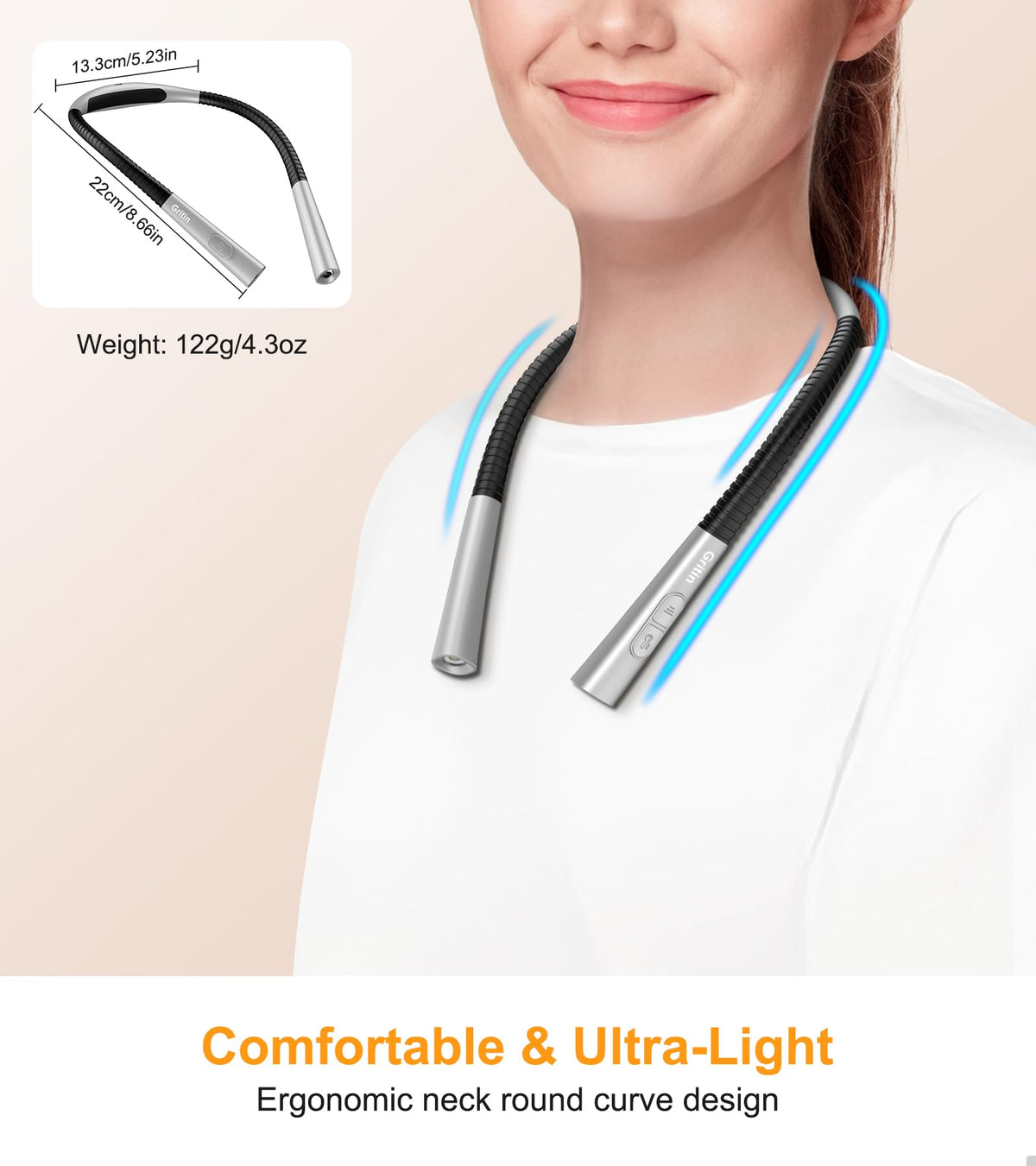 Gritin Book Light white 6000K provides bright, focused light for crafts.