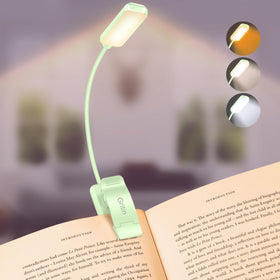 Gritin clip-on book light cyan for convenient bedside reading without disturbing others.
