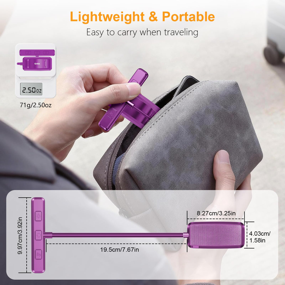 Gritin dark purple clip-on light for bedside reading
