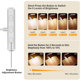Gritin eye-friendly reading light clip-on for comfortable nighttime reading.
