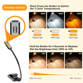 Gritin eye-friendly reading light delivers steady, flicker-free illumination.
