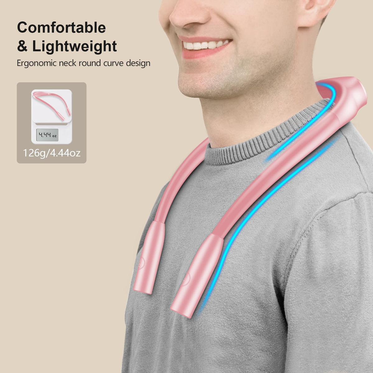 Gritin pink neck light with bendable arms for flexible angles