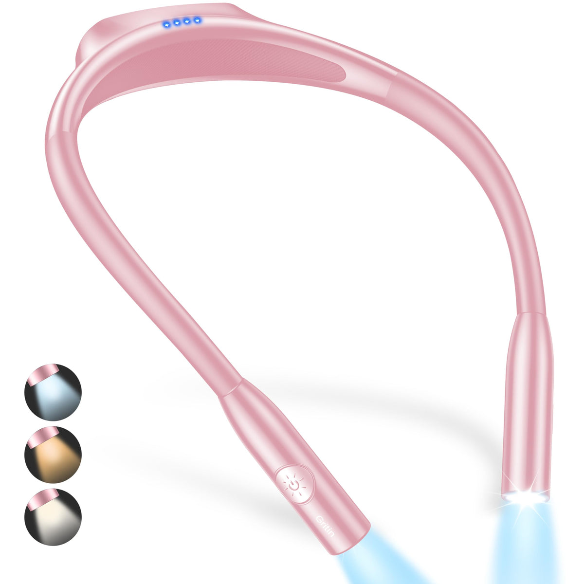 Gritin pink neck light worn around the neck for hands-free reading
