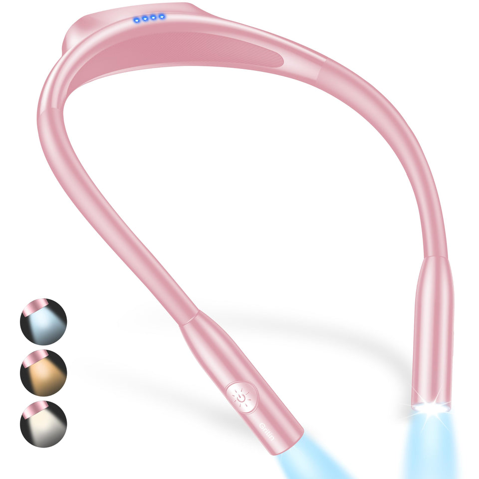 Gritin pink neck light worn around the neck for hands-free reading