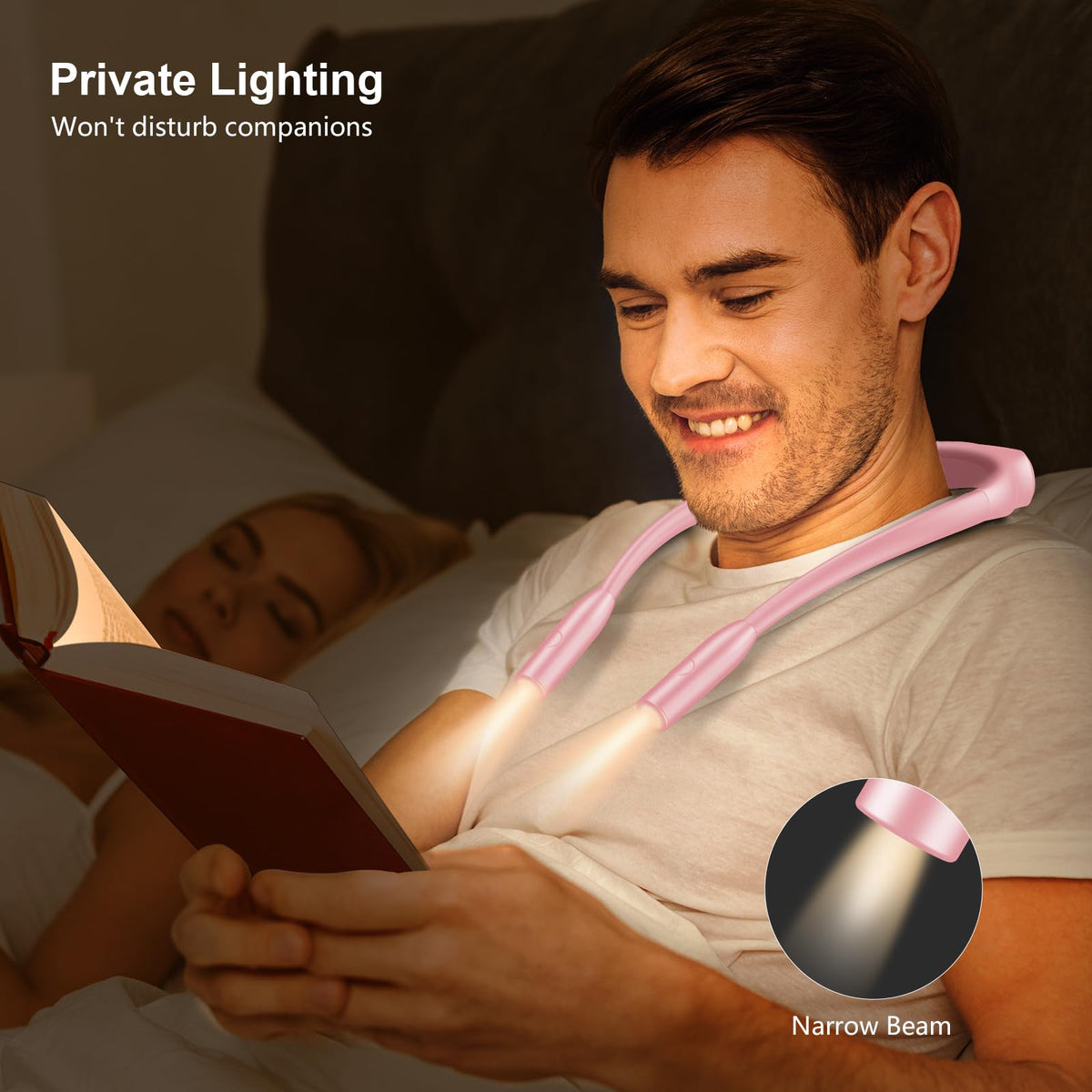 Gritin pink neck light with USB-C rechargeable power