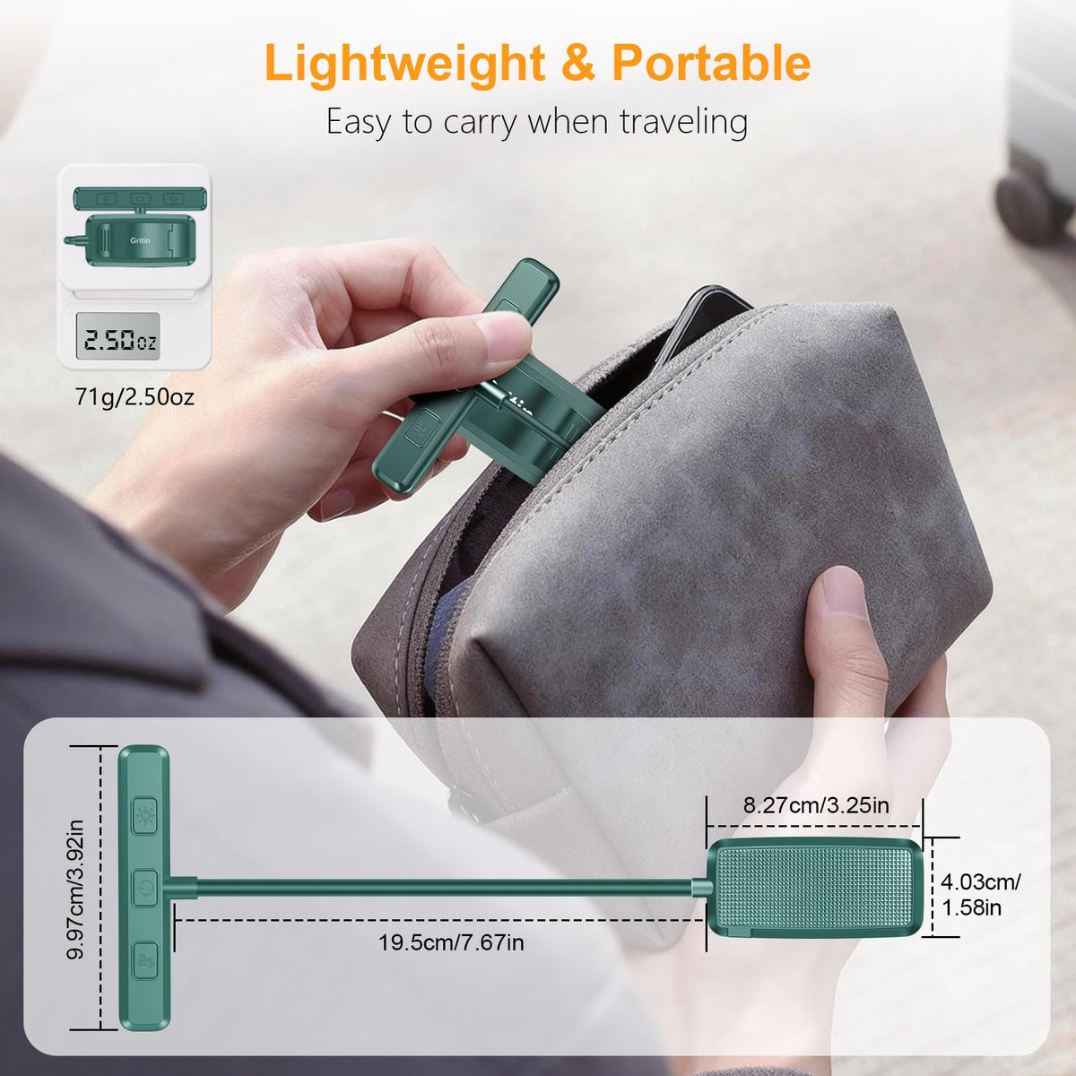 Gritin portable clip-on design makes reading light travel-friendly.