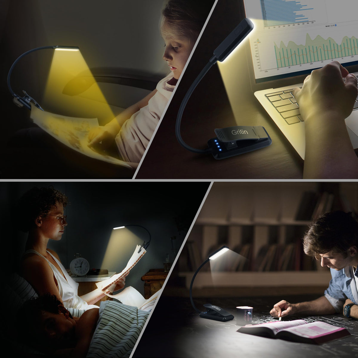Gritin portable lightweight light ideal for travel and study.
