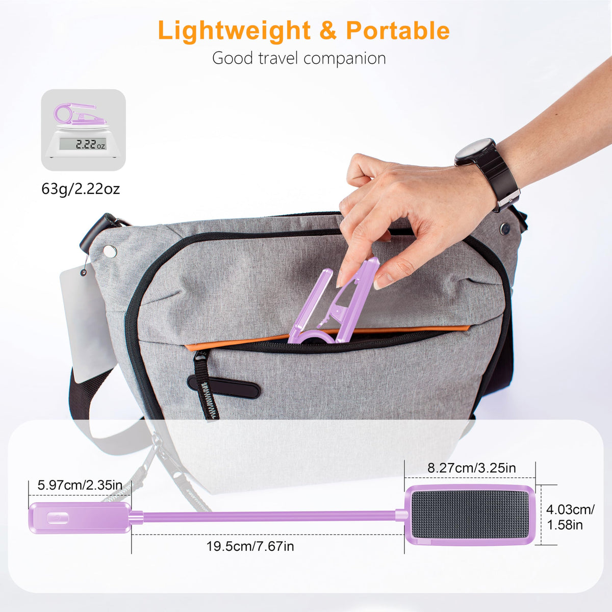 Gritin purple bedside book light suitable for relaxing night reading