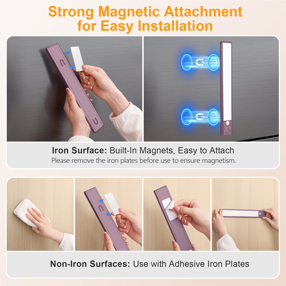 Gritin versatile-use under-cabinet light for metal and non-metal surfaces