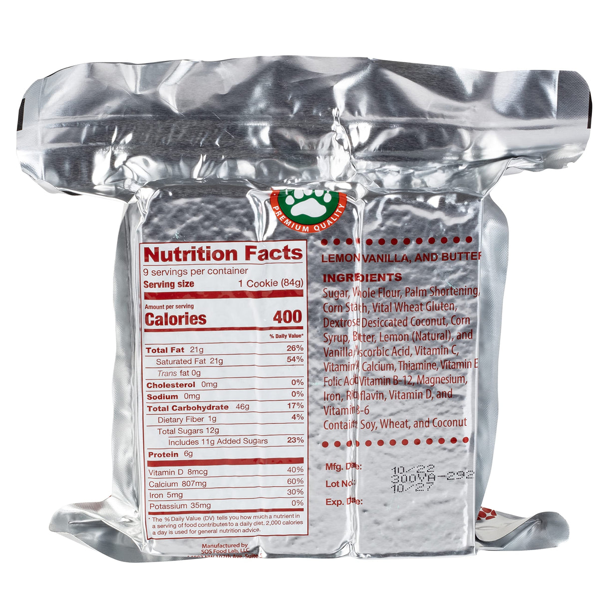 Grizzly Gear vanilla poundcake bar unwrapped for quick, ready-to-eat meals