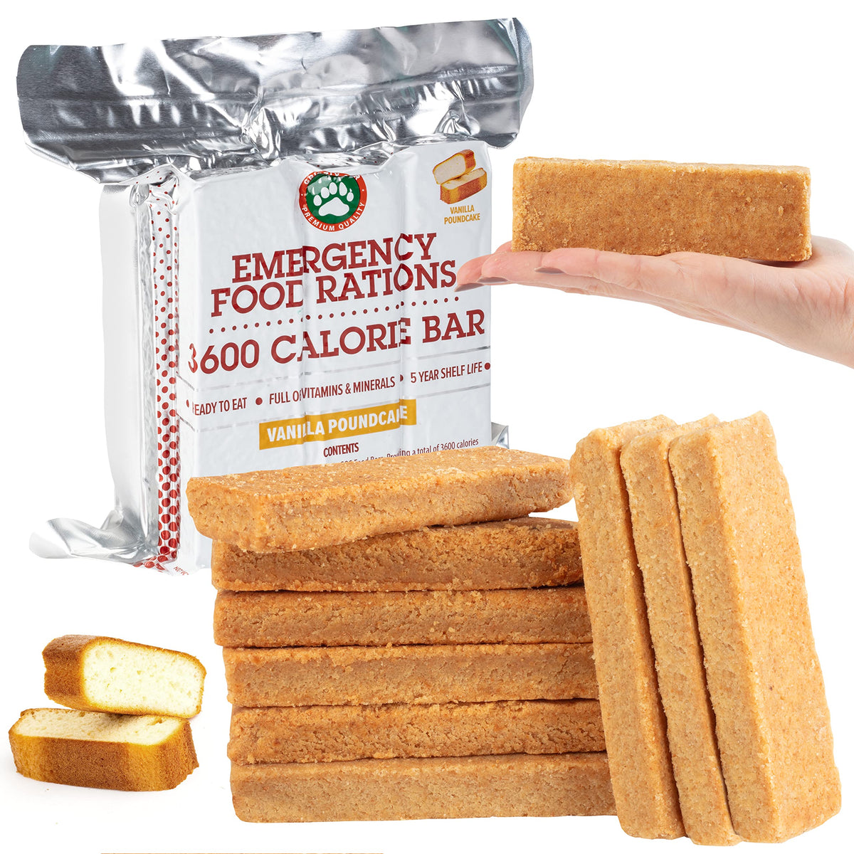 Grizzly Gear emergency food packaging shows 3600 calories for disaster readiness