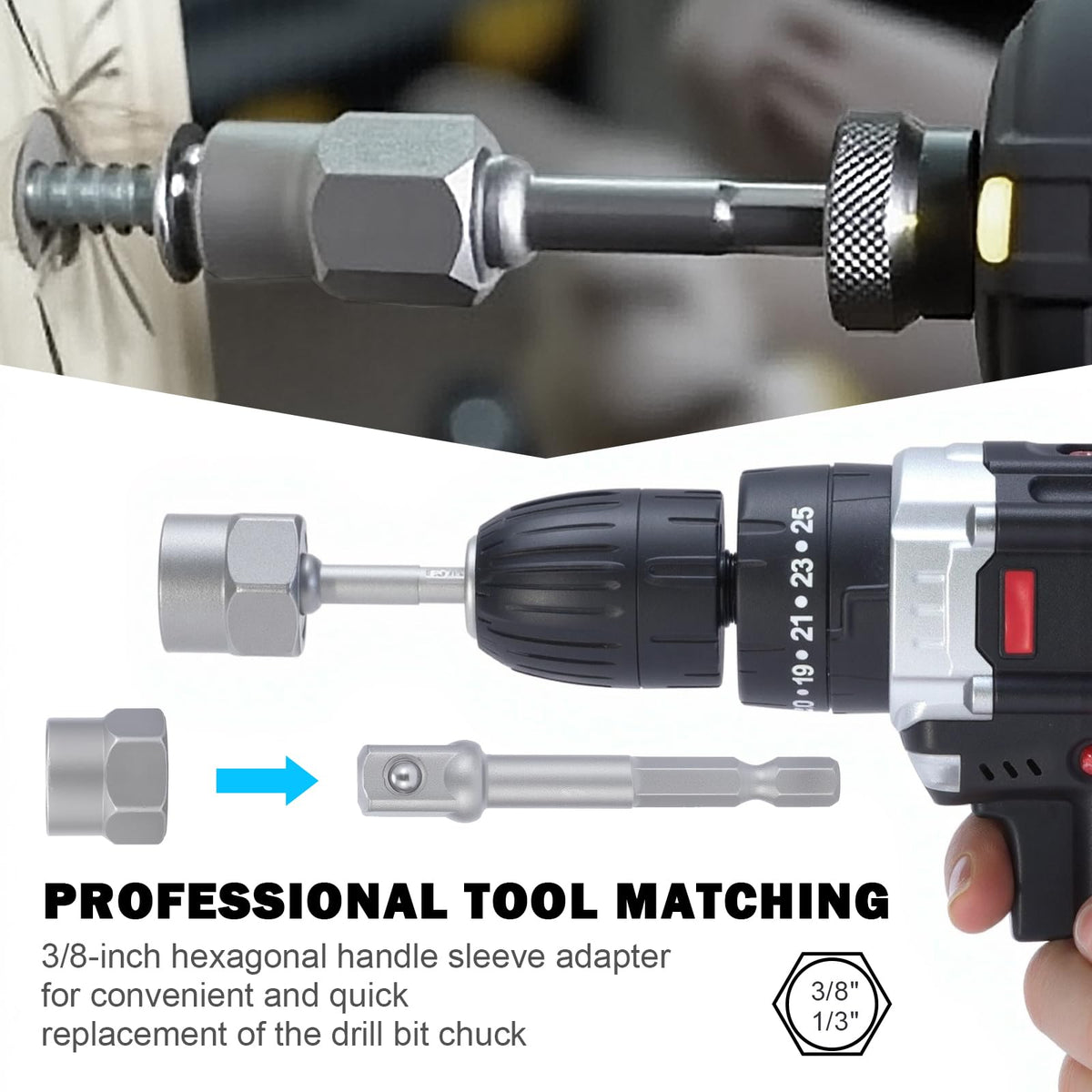 GRLCOOD includes 3/8-inch adapter for tool compatibility