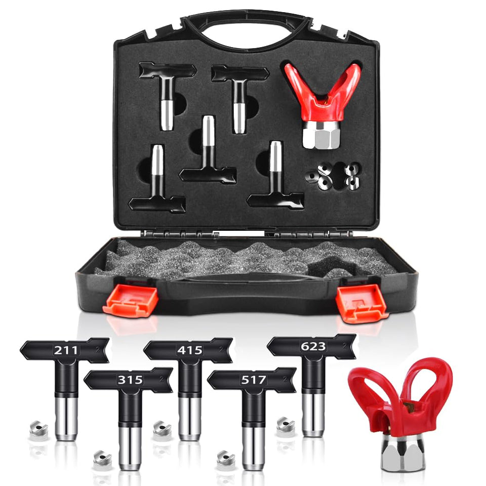 GROGR airless sprayer tips set with five sizes for precise coating and finish