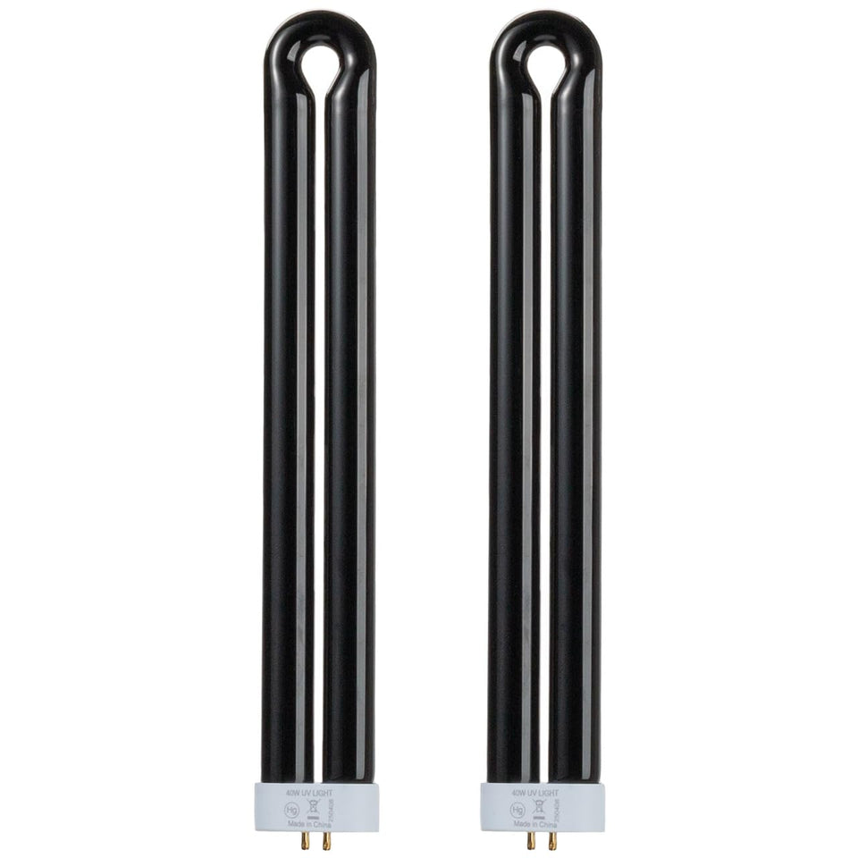 GRONGU 40W black light bulb front view with twin tube design for indoor use.