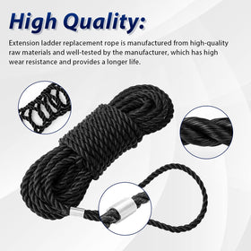 GRONGU Werner ladder rope shown at 40 ft length for common extension ladders.