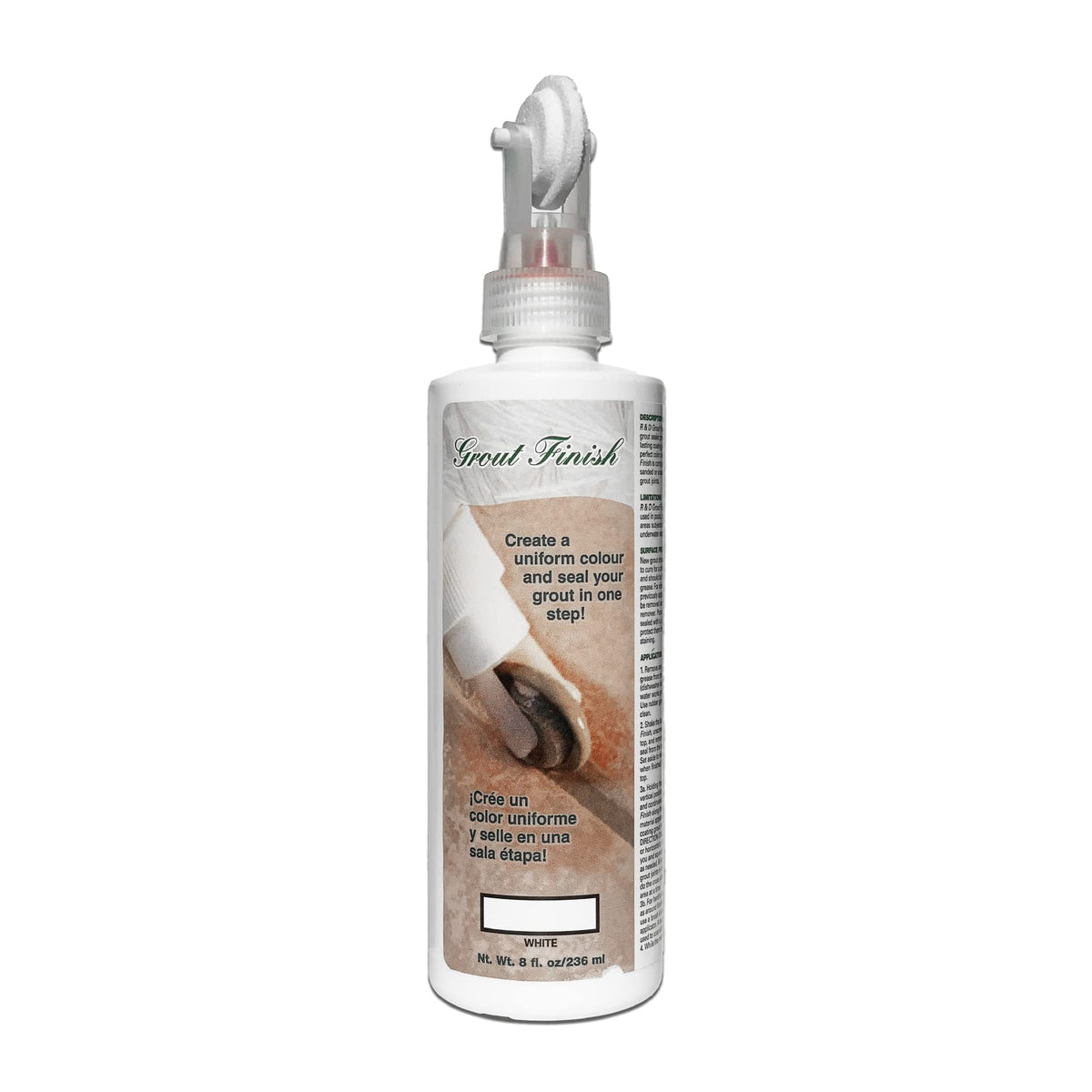 Grout Finish Kit bottle pour enables even color and seal application