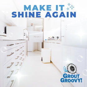 Grout Groovy! corner-edge tool accessory enables edge-to-edge cleaning.