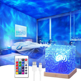 Growalleter Ocean Wave Projector Light front view shows ambient glow for any room