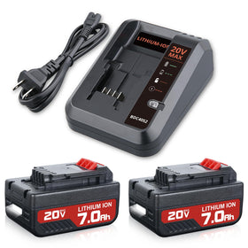 Growfeat Upgraded 2Pack battery charger kit for Porter-Cable tools, ready for quick replacements.