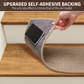 GROWLING Linen Stair Treads beige for easy indoor installation.