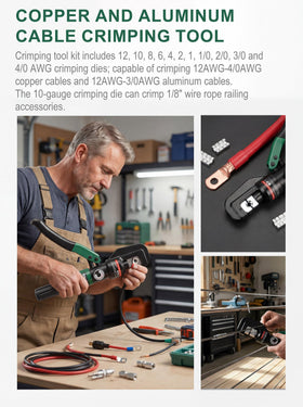 Precision dies set for reliable crimps on 12–4/0 gauge cables