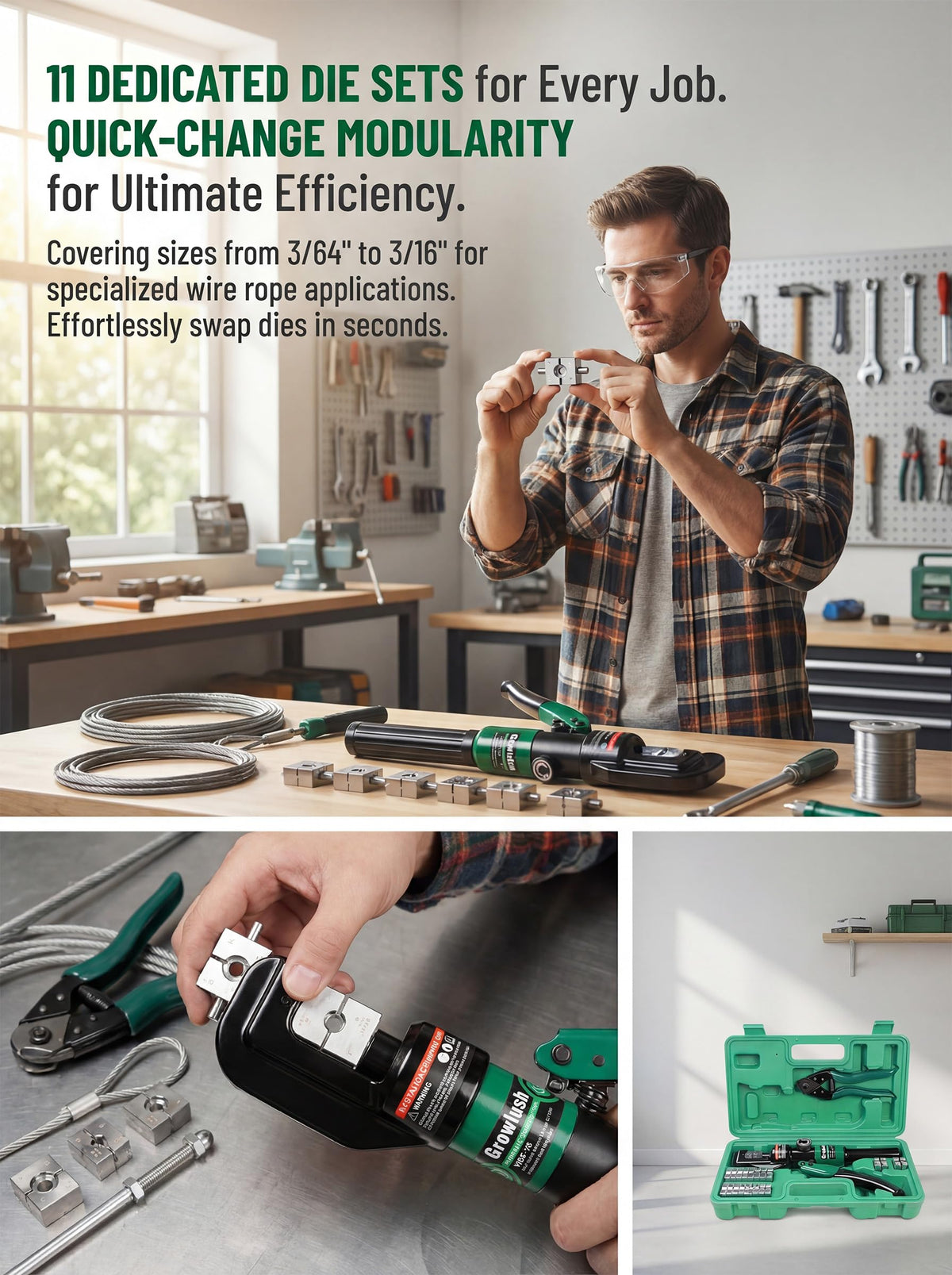 Growlush magnetic die retention keeps dies aligned under pressure