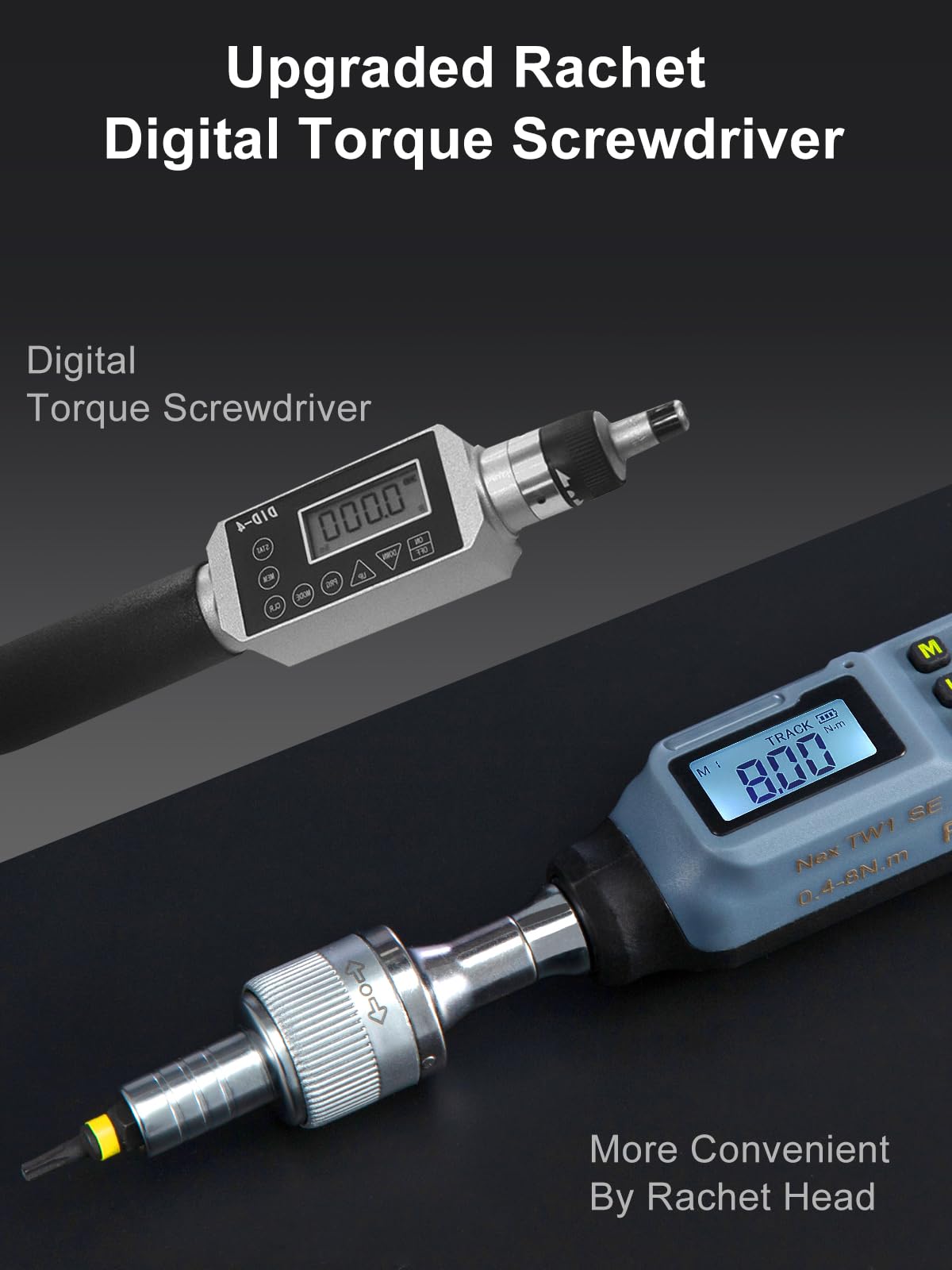 Growneer digital torque screwdriver with rapid-change magnetic chuck
