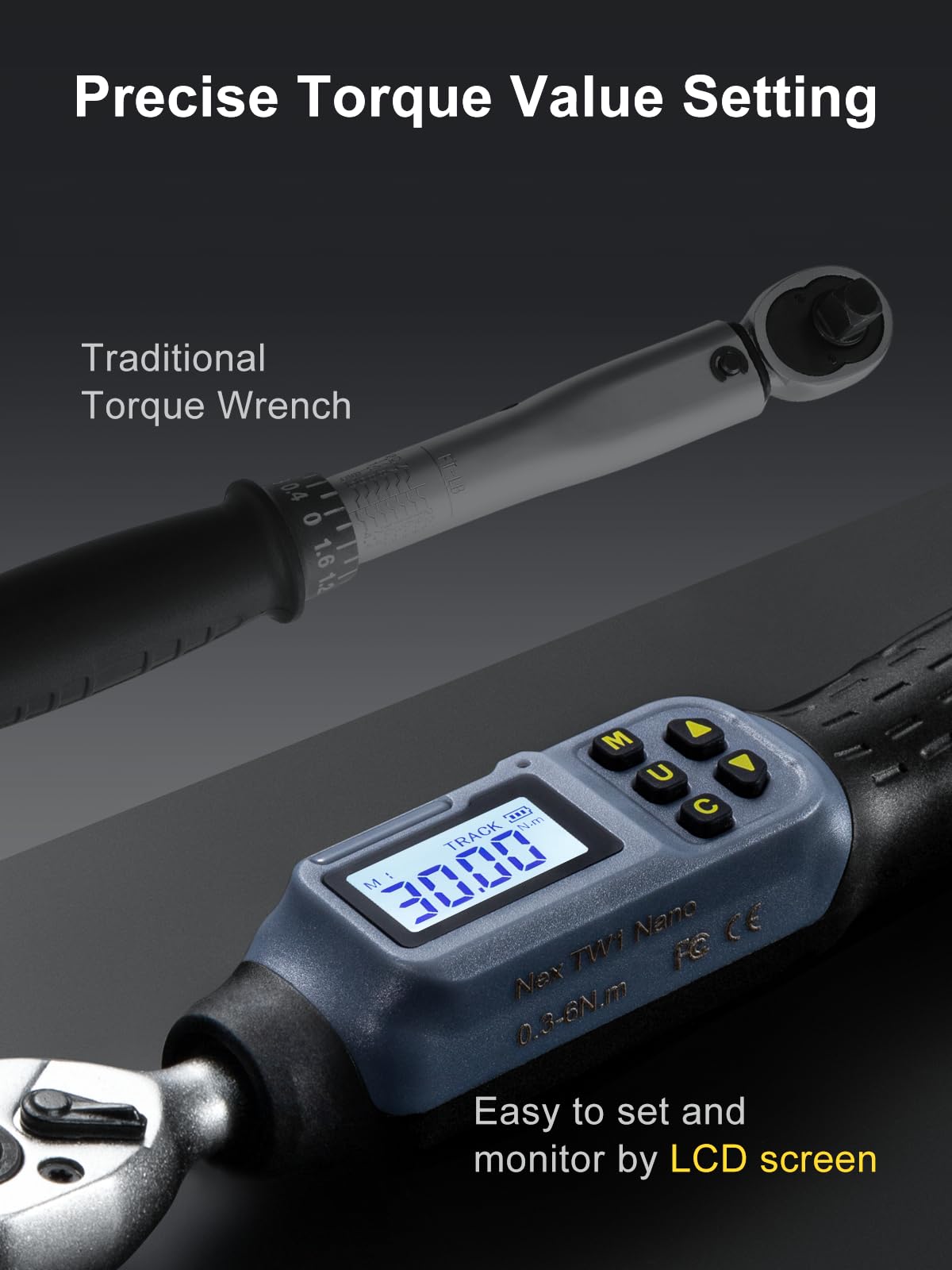 GROWNEER digital torque wrench extension bar reaching tight spots