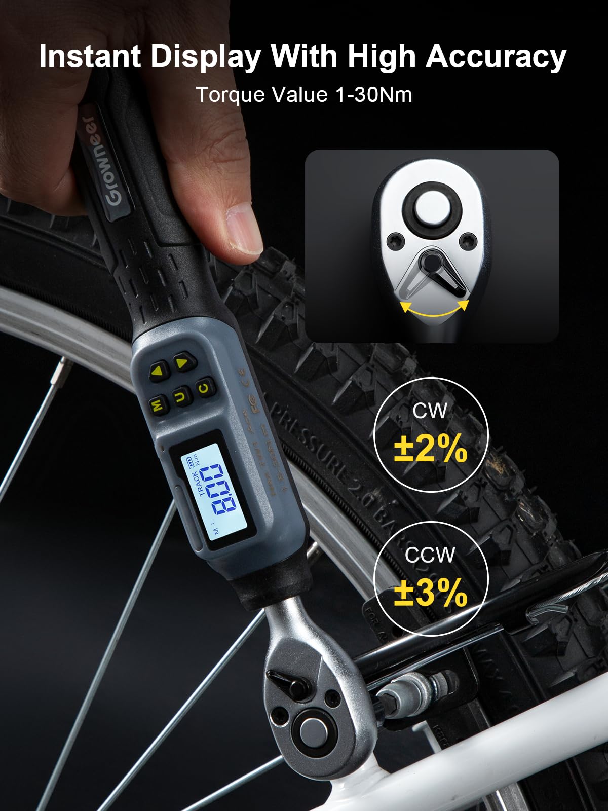 GROWNEER digital torque wrench supports multiple units for flexibility